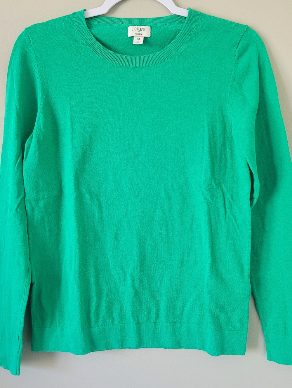 J. Crew Teddie Women's Kelly Green Crewneck Sweater 100% Cotton Medium - Picture 14 of 16